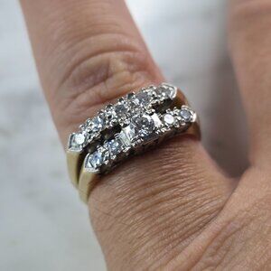 Womens Vintage Estate 14K Yellow Gold Diamond Engagement Ring Set, 4.5g E3633